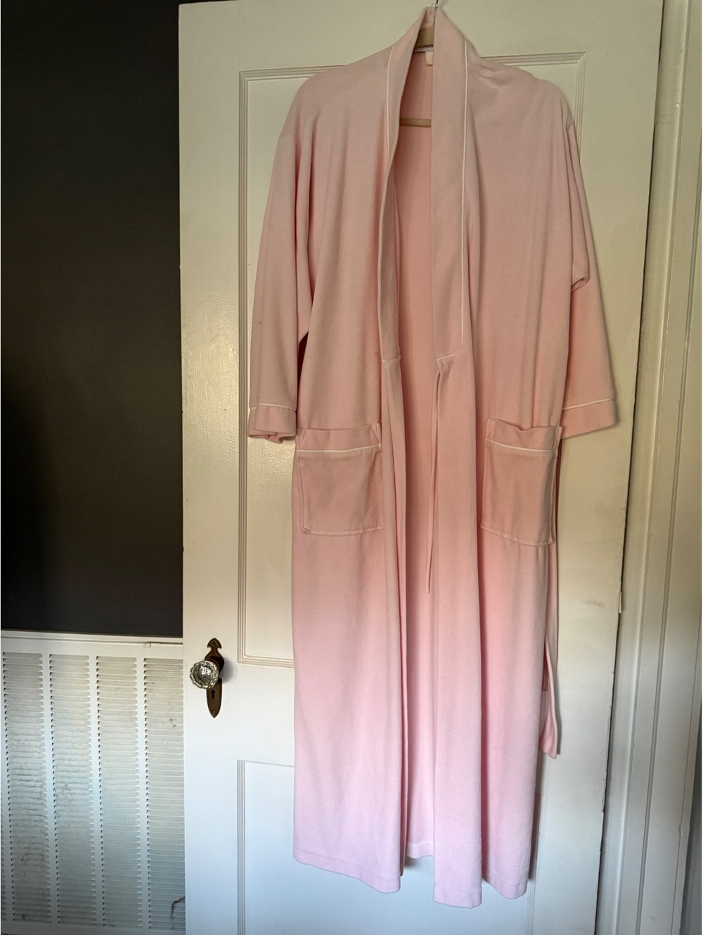 Christian Dior Light Pink Long Robe with Tie Belt and Pockets